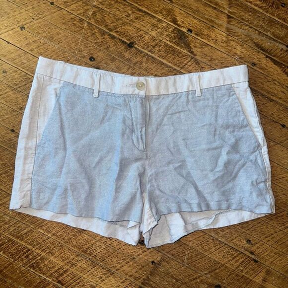 Gap khaki blue front linen cotton flat front size 8 shorts - Picture 1 of 4